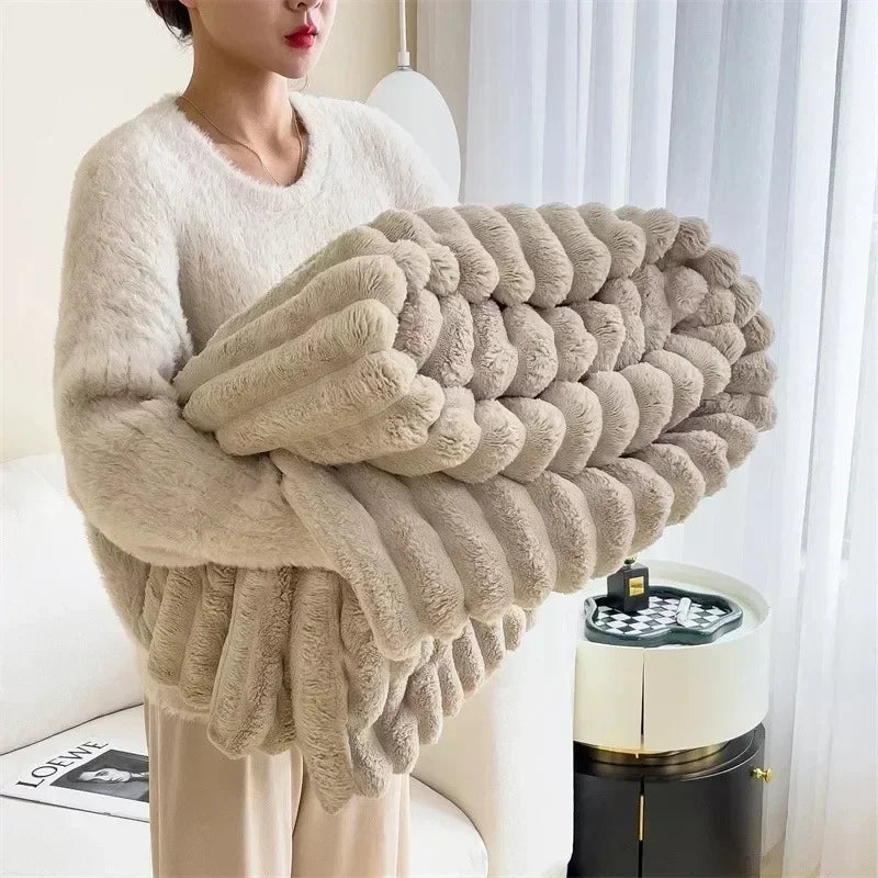 Cozy Autumn/Winter Rabbit Plush Blanket