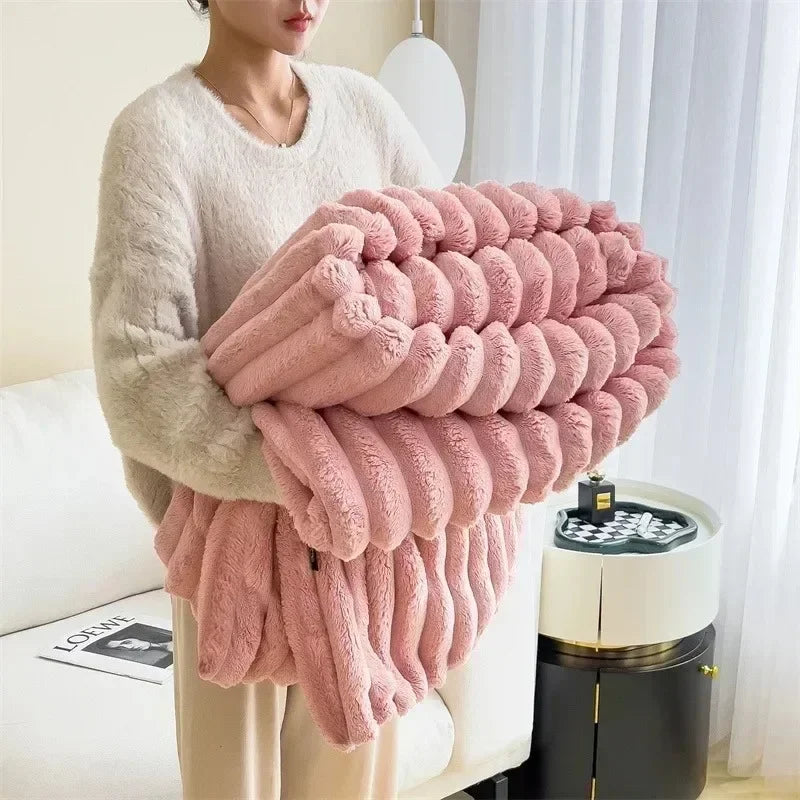 Cozy Autumn/Winter Rabbit Plush Blanket