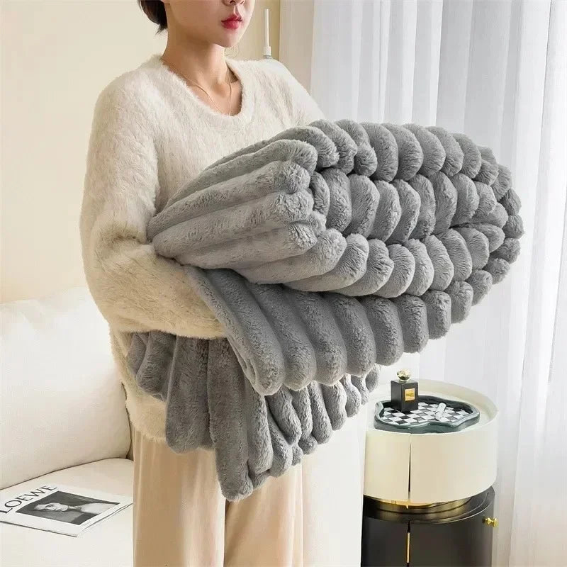Cozy Autumn/Winter Rabbit Plush Blanket