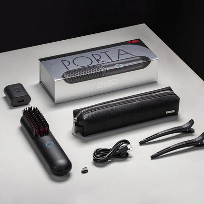 Portable smoothing brush – Tame your unruly strands. In seconds.