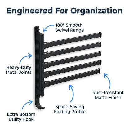 FlexArm™ - 5-Arm Swivel Wall-Mounted Towel Holder