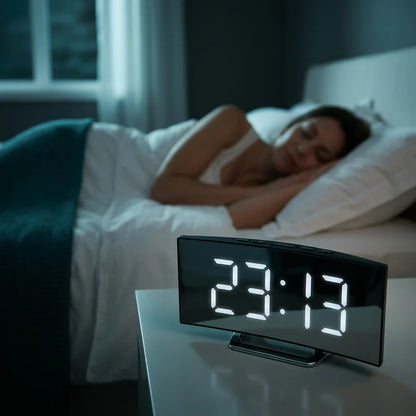 EasyTime™ - Bedside Alarm Clock with Auto-Dimming Curved LED Display