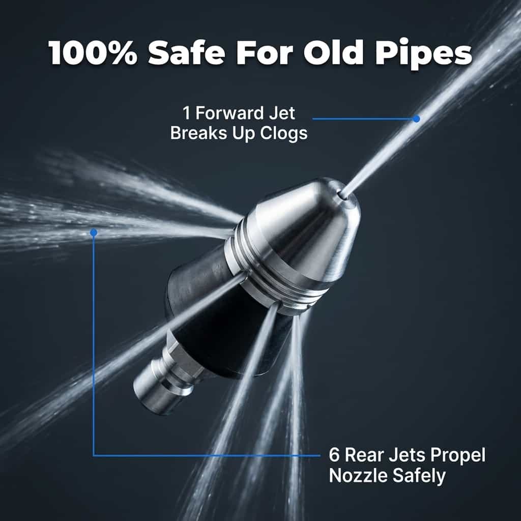 High Pressure Drain Nozzle - Clear clogs instantly