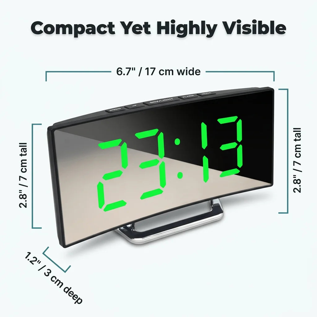 EasyTime™ - Bedside Alarm Clock with Auto-Dimming Curved LED Display