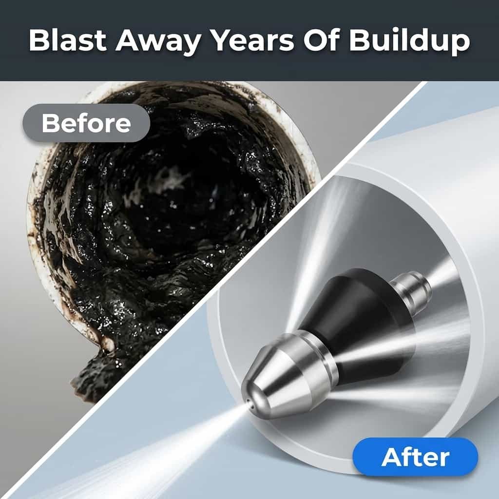 High Pressure Drain Nozzle - Clear clogs instantly